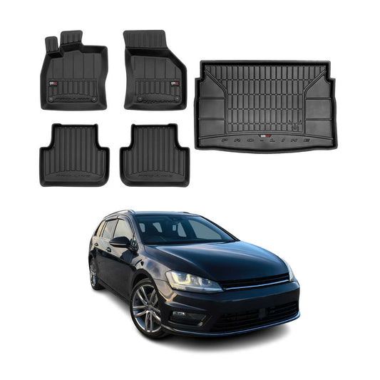 OMAC Fußmatten & Kofferraumwanne Set für VW Golf Sportsvan 2014-2020 Gummi 5x