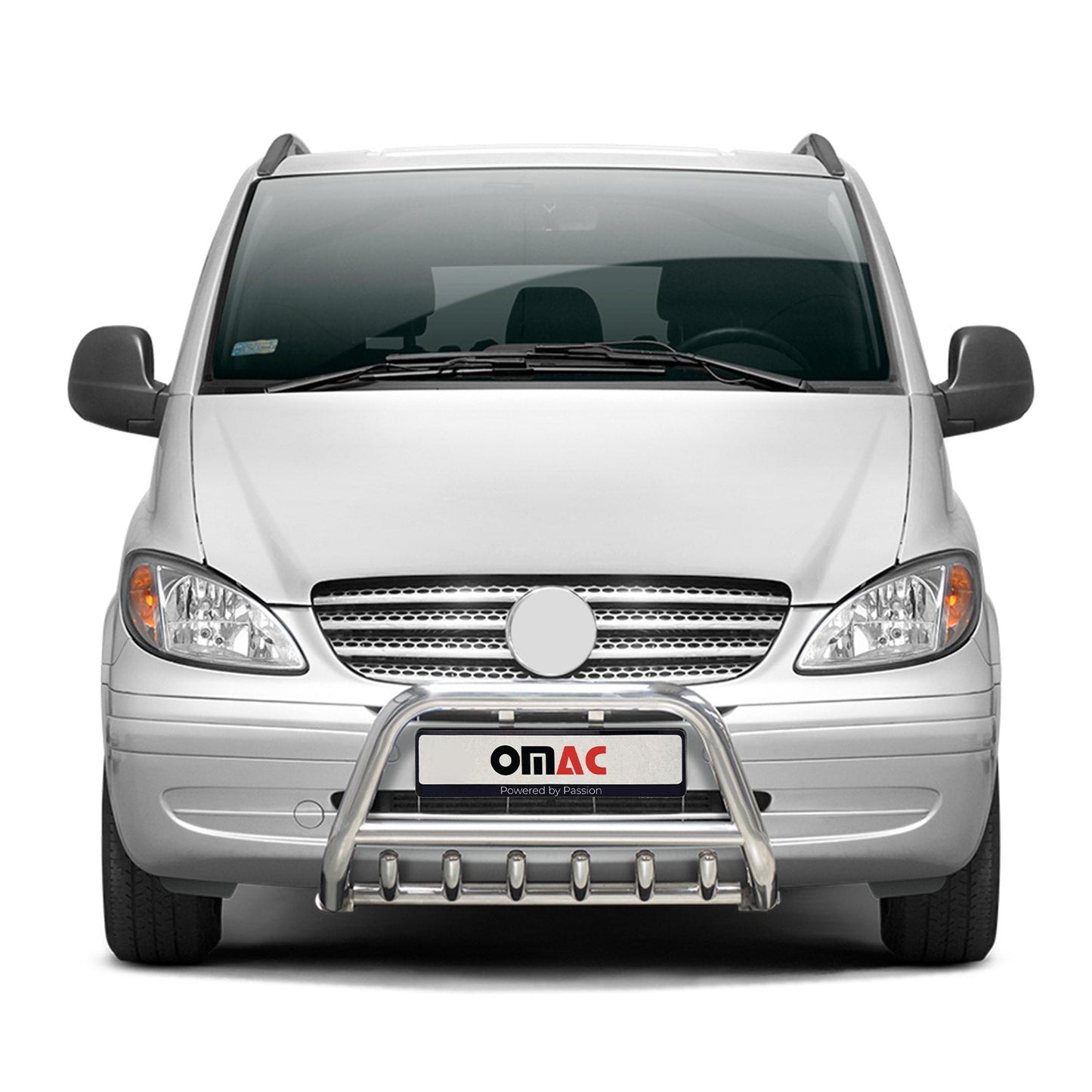 Bară de protecție/buton față pentru Mercedes Vito W639 2003-2010, omologată ABE, oțel, argintiu