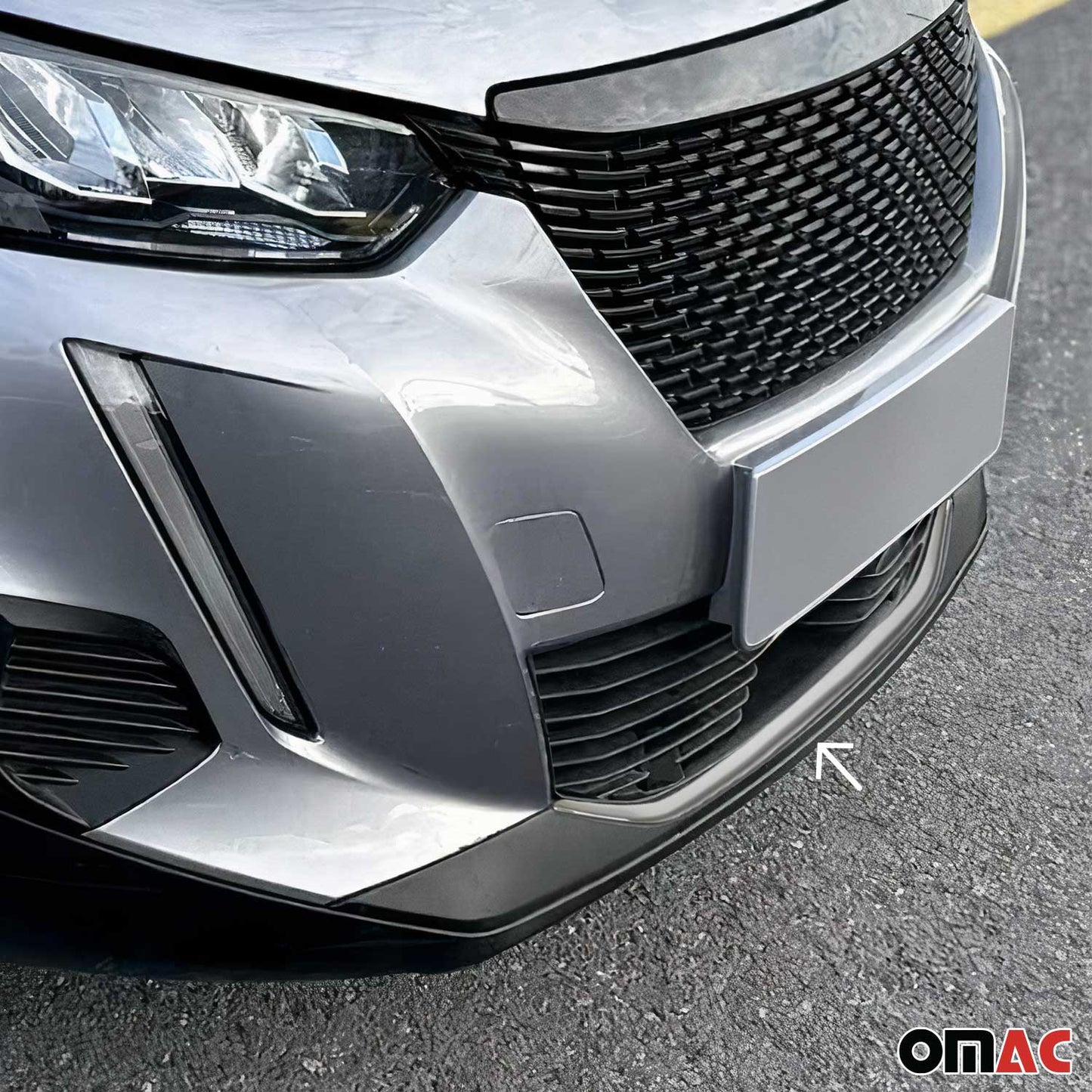 Benzi decorative grilă auto pentru Peugeot 2008 2019-2025, oțel inoxidabil, argintiu