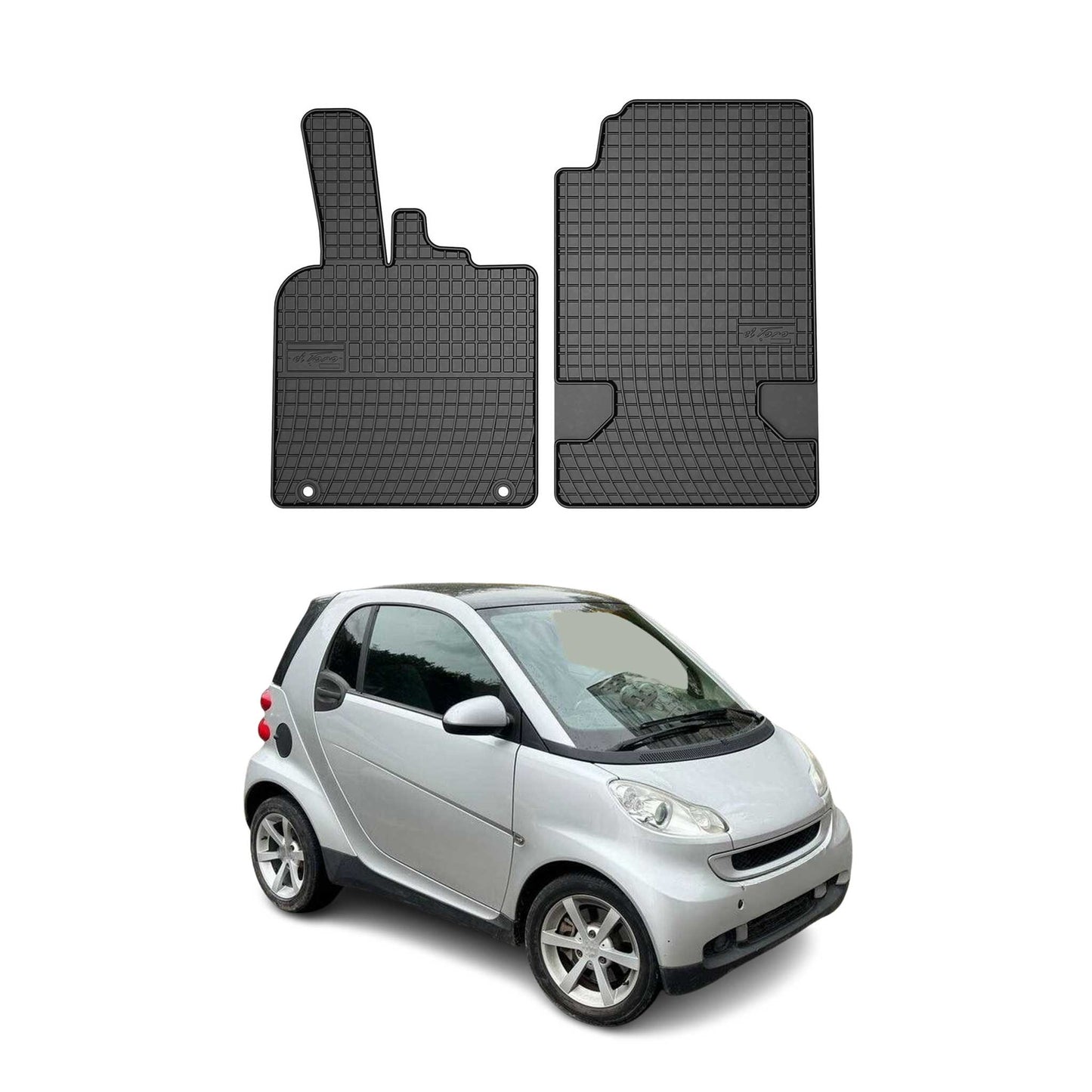 Covorașe cauciucate Smart ForTwo 2007-2014, set 2 piese, negru
