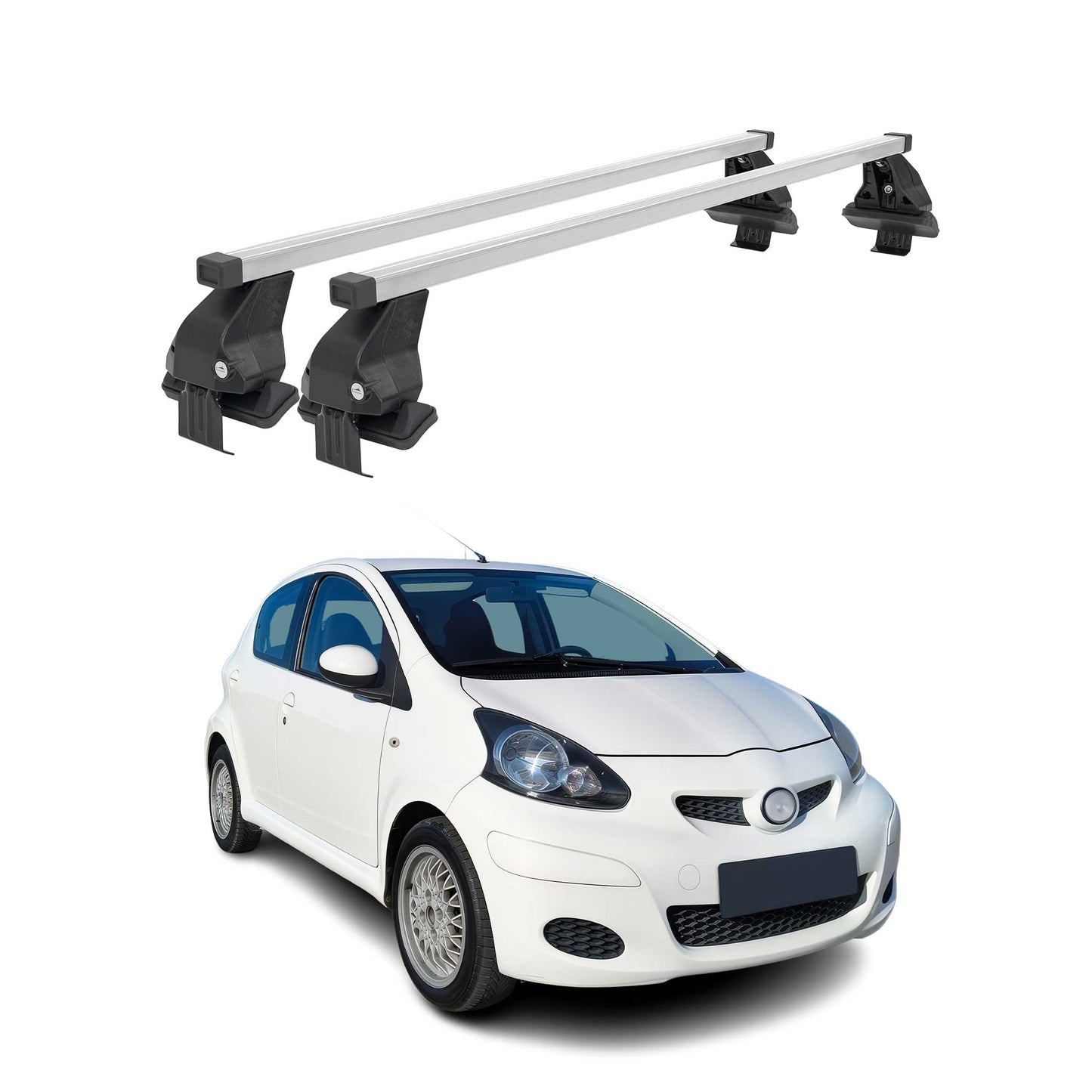 Menabo Dachträger Grundtäger für Toyota Aygo 2005-2014 50kg Stahl Silber 2 tlg