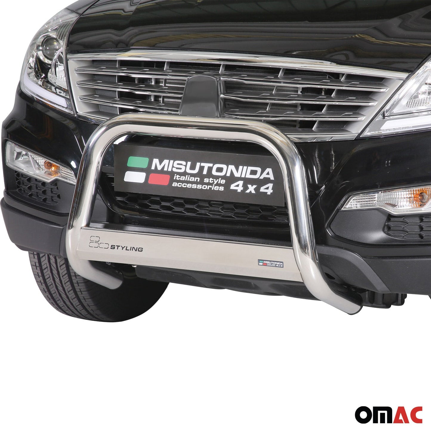 Frontbügel Frontschutzbügel für Ssangyong Rexton W 2013-2017 ø63mm Stahl Silber