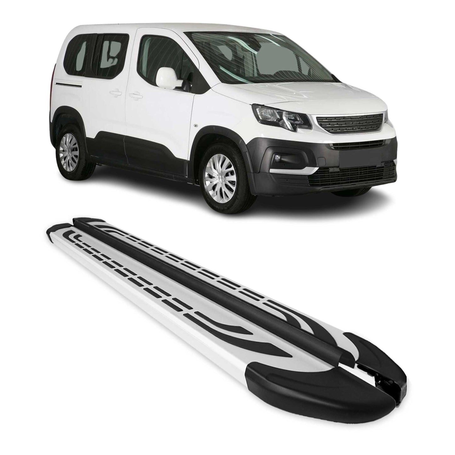 Praguri/praguri laterale pentru Peugeot Rifter 2019-2025 L1 Silver set 2 piese