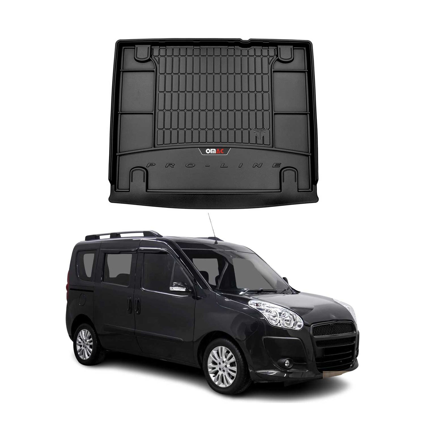 OMAC Gummi Kofferraumwanne für Fiat Doblo 2010-2021 TPE Laderaumwanne Schwarz