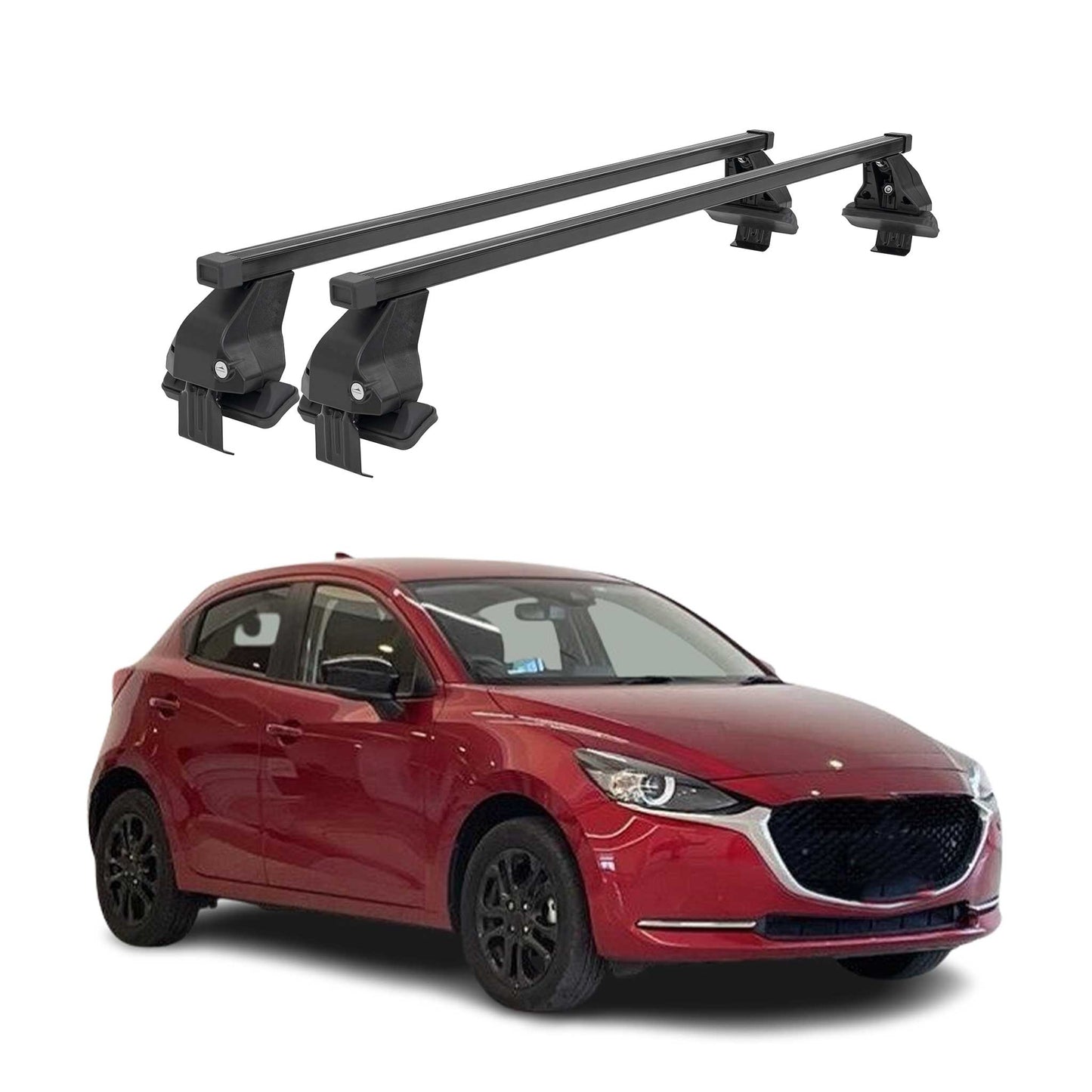 Menabo Dachträger Grundtäger für Mazda 2 2014-2020 50kg Stahl Schwarz 2 tlg
