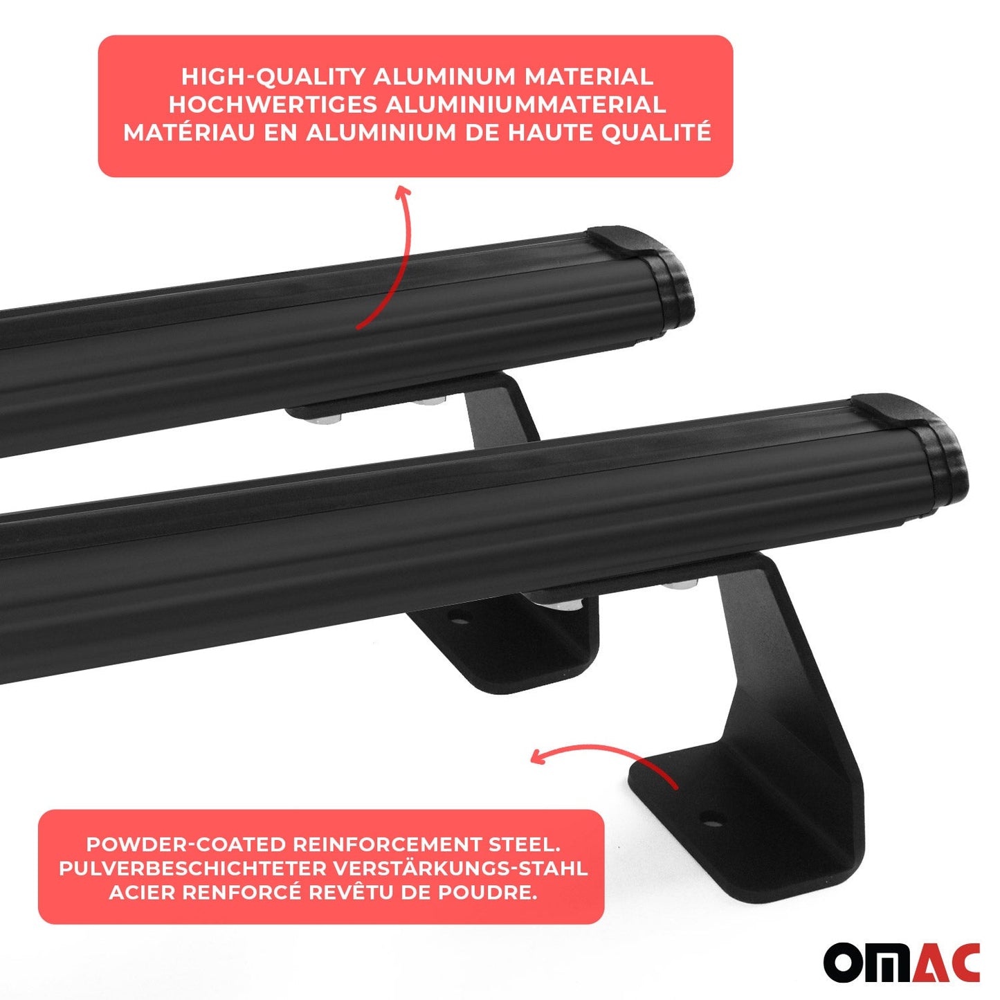 2x Set portbagaj plafon + suport scară pentru VW Caddy 2003-2015 Opritoare de încărcare negre