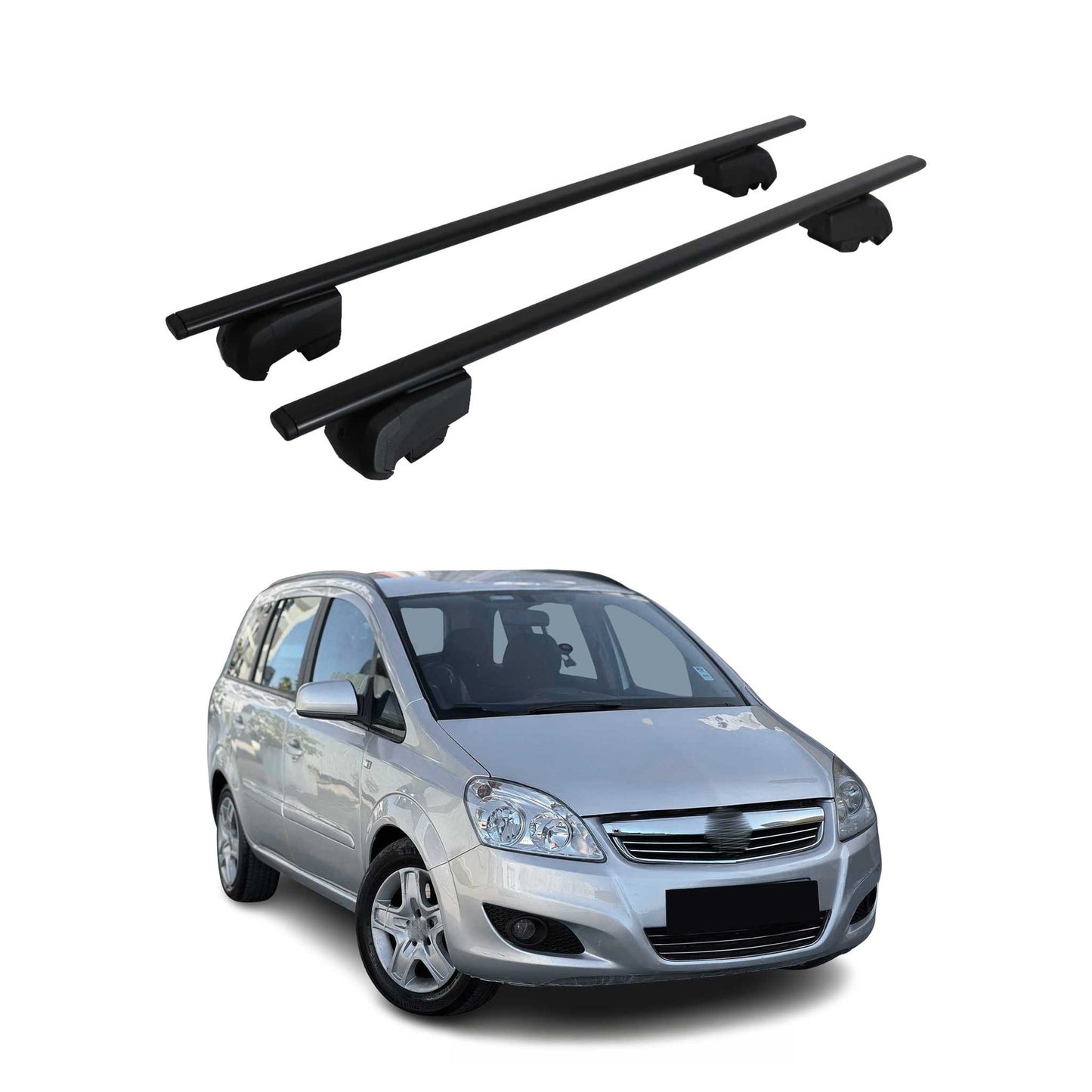 Portbagaj de plafon pentru Opel Zafira B 2005-2011 75kg, negru metalic, 2 buc.
