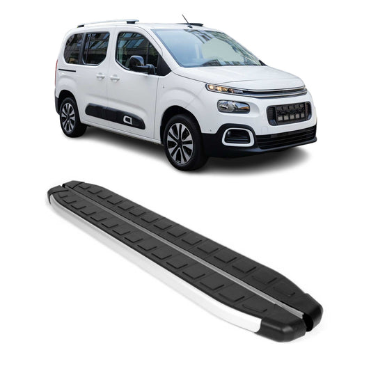 Trittbretter für Citroen Berlingo III 2018-2025 Kombi L1 Kurzer Schwarz-Silber