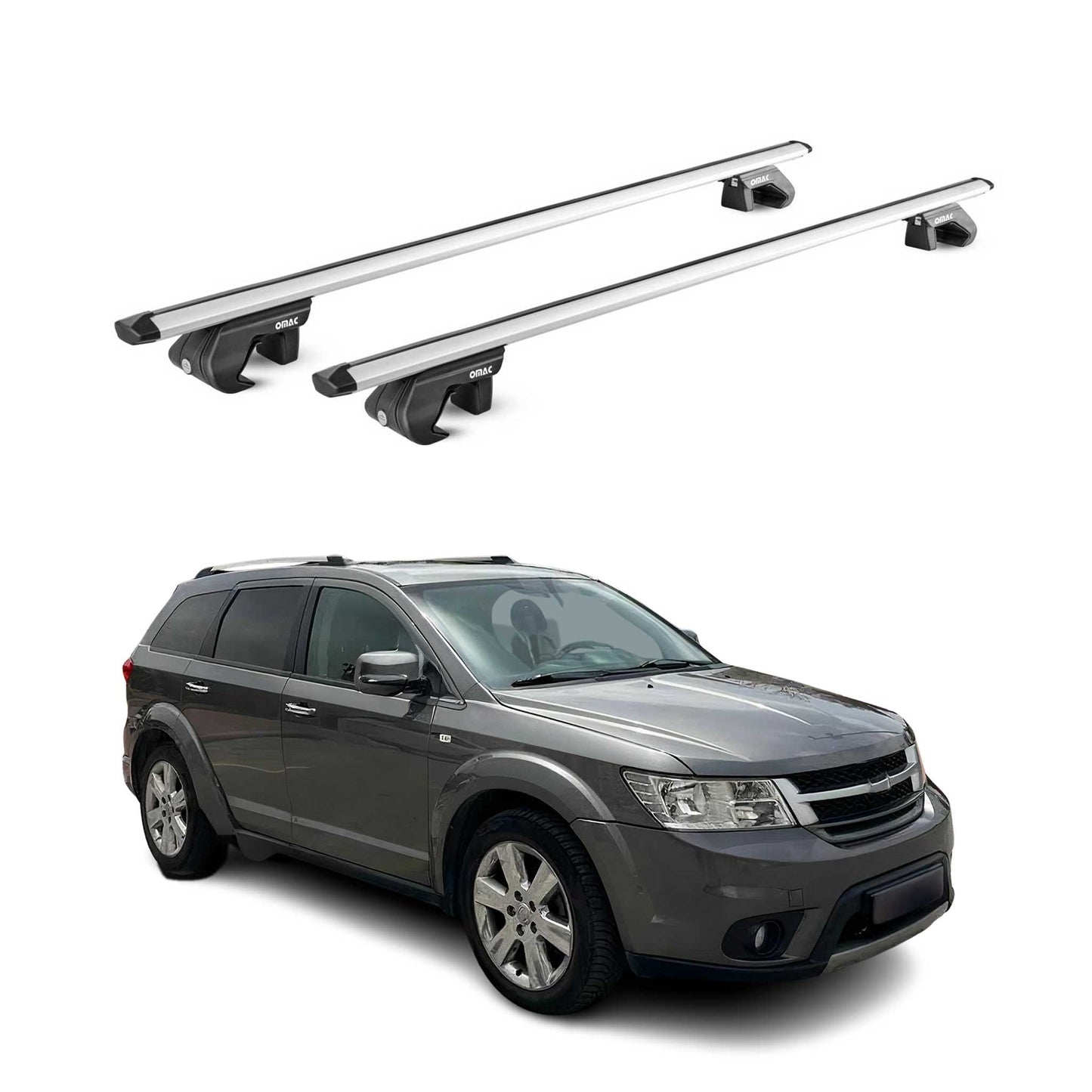 Portbagaj de plafon pentru Fiat Freemont 2011-2016 90kg aluminiu argintiu 2 piese ABE