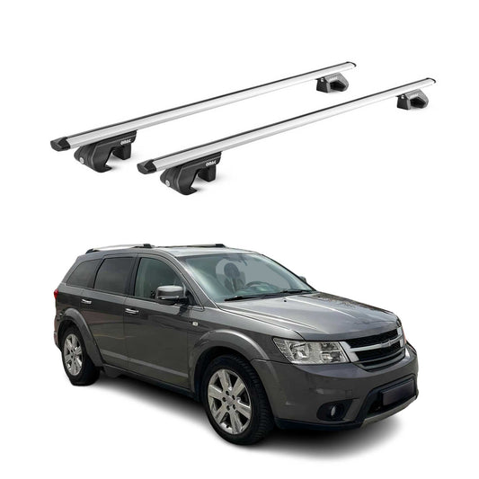 Portbagaj de plafon pentru Fiat Freemont 2011-2016 90kg aluminiu argintiu 2 piese ABE