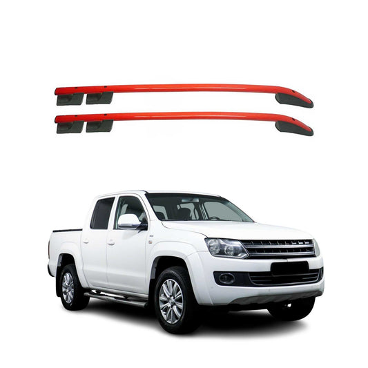 Aluminiowe poprzeczki dachowe do VW Amarok DoubleCab 2010-2022, homologowane przez ABE, czerwone, zestaw 2 szt.