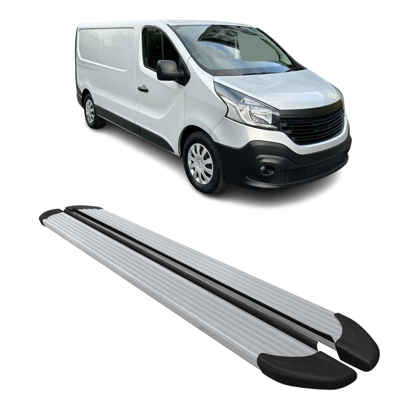 Seitenschweller Trittbretter Schweller für Renault Trafic 2014-2024 L2 Alu Grau