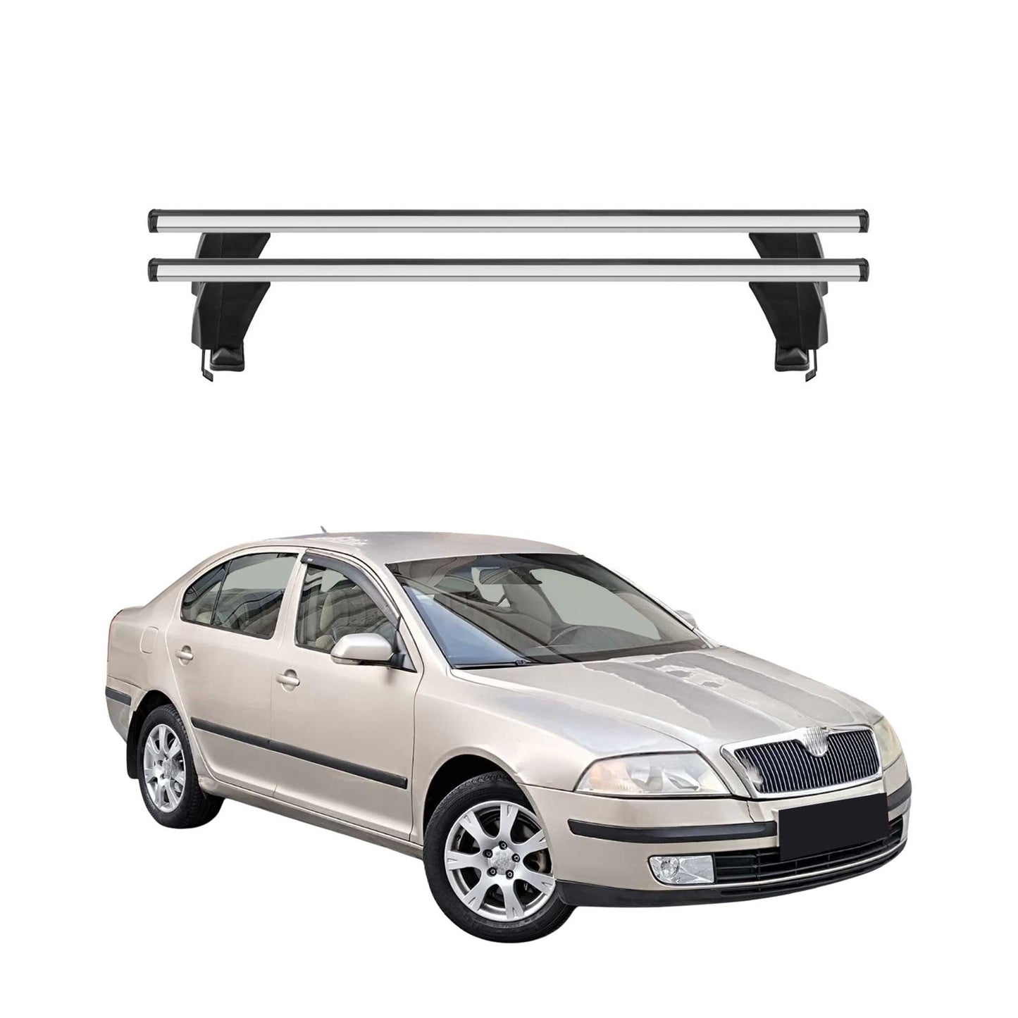 Menabo Dachträger für Skoda Octavia mk2 2004-2008 Pre-FL 4tür 50kg Alu Silber 2x
