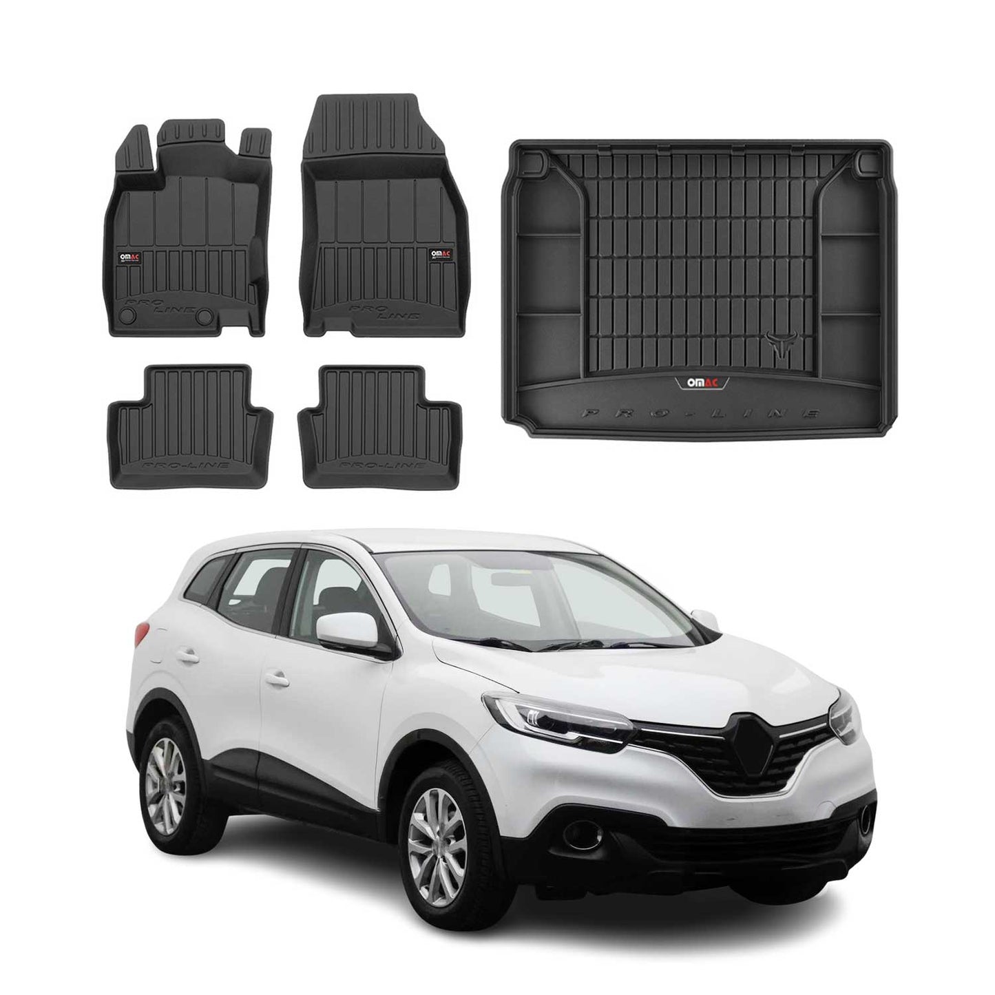 OMAC Fußmatten & Kofferraumwanne Set für Renault Kadjar 2015-2025 Gummi 5x