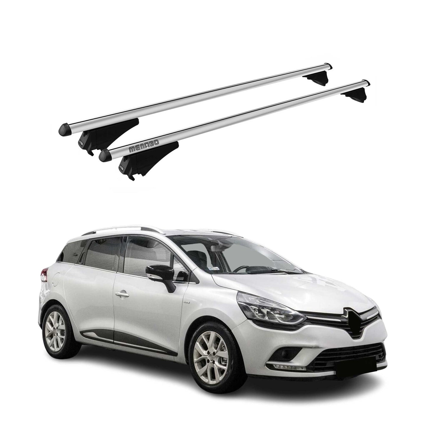 Menabo Dachträger für Renault Clio Grand Tourer 2013-2019 75kg Alu Silber 2x