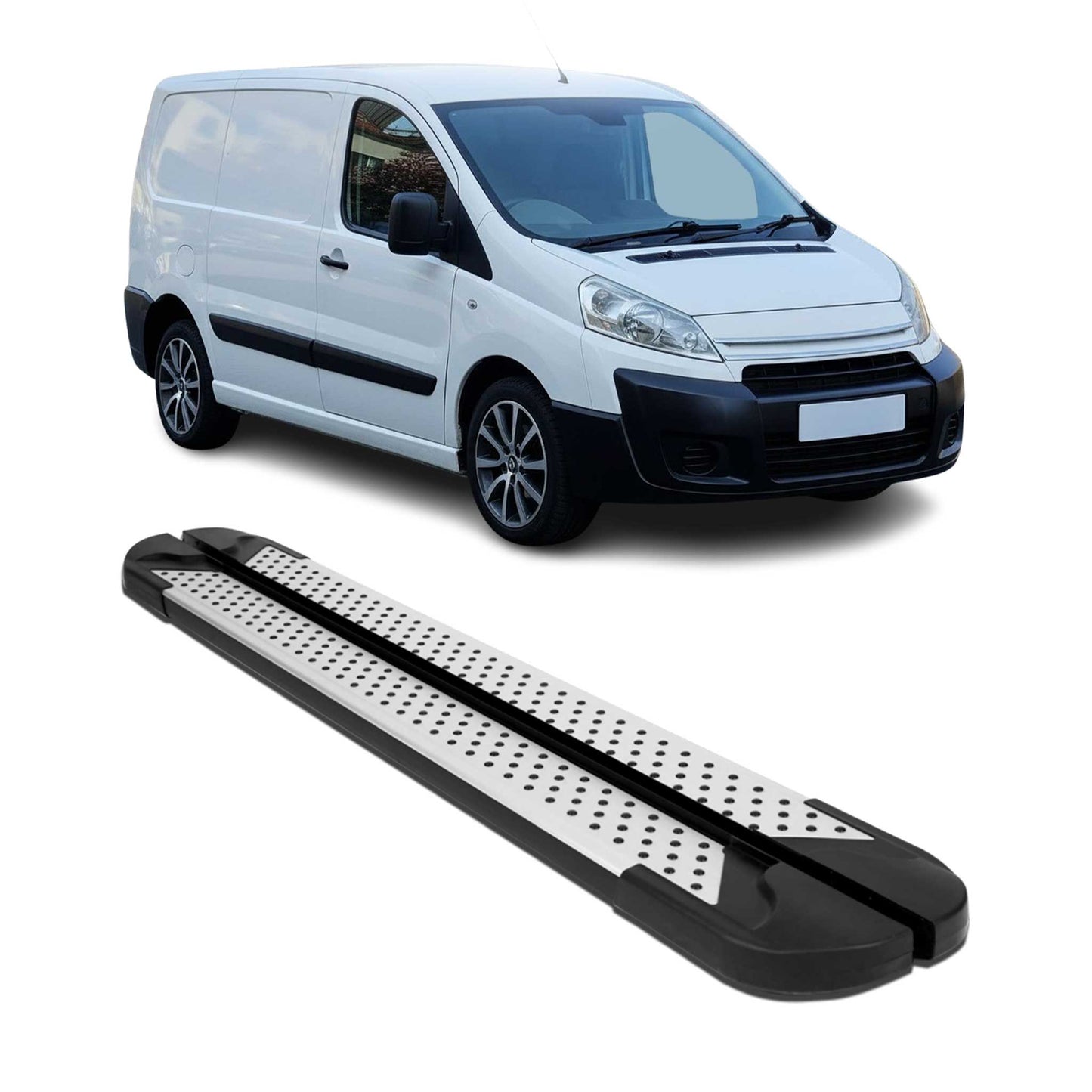 Alu Seitenbretter Trittbretter für Citroen Jumpy 2007-2016 Kurzer Schwarz