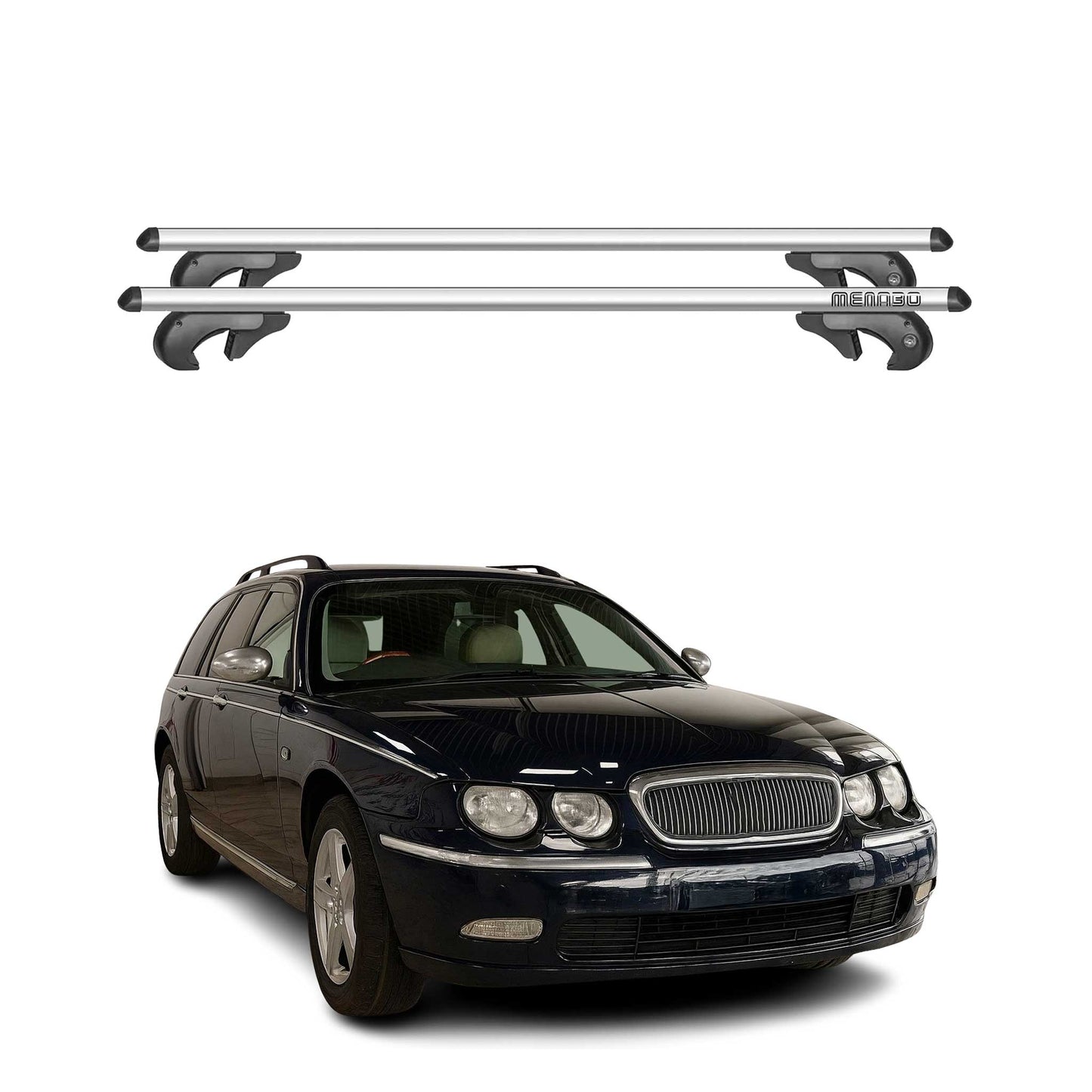 Menabo Dachträger Grundtäger für Rover 75 Tourer 2000-2005 90kg Alu Silber 2 tlg