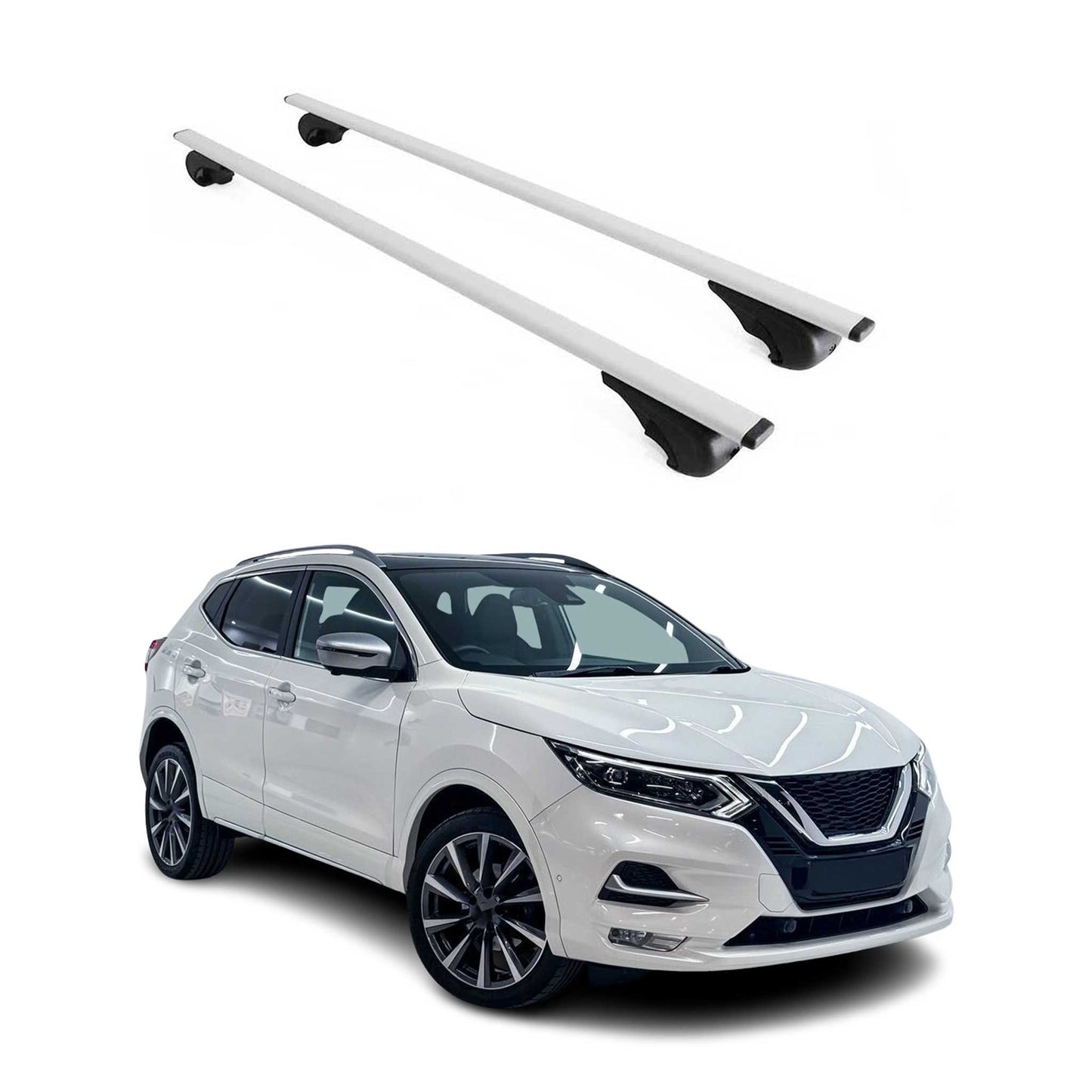 Portbagaj de plafon pentru Nissan Qashqai J11 2014-2021 75kg metal argintiu 2 buc