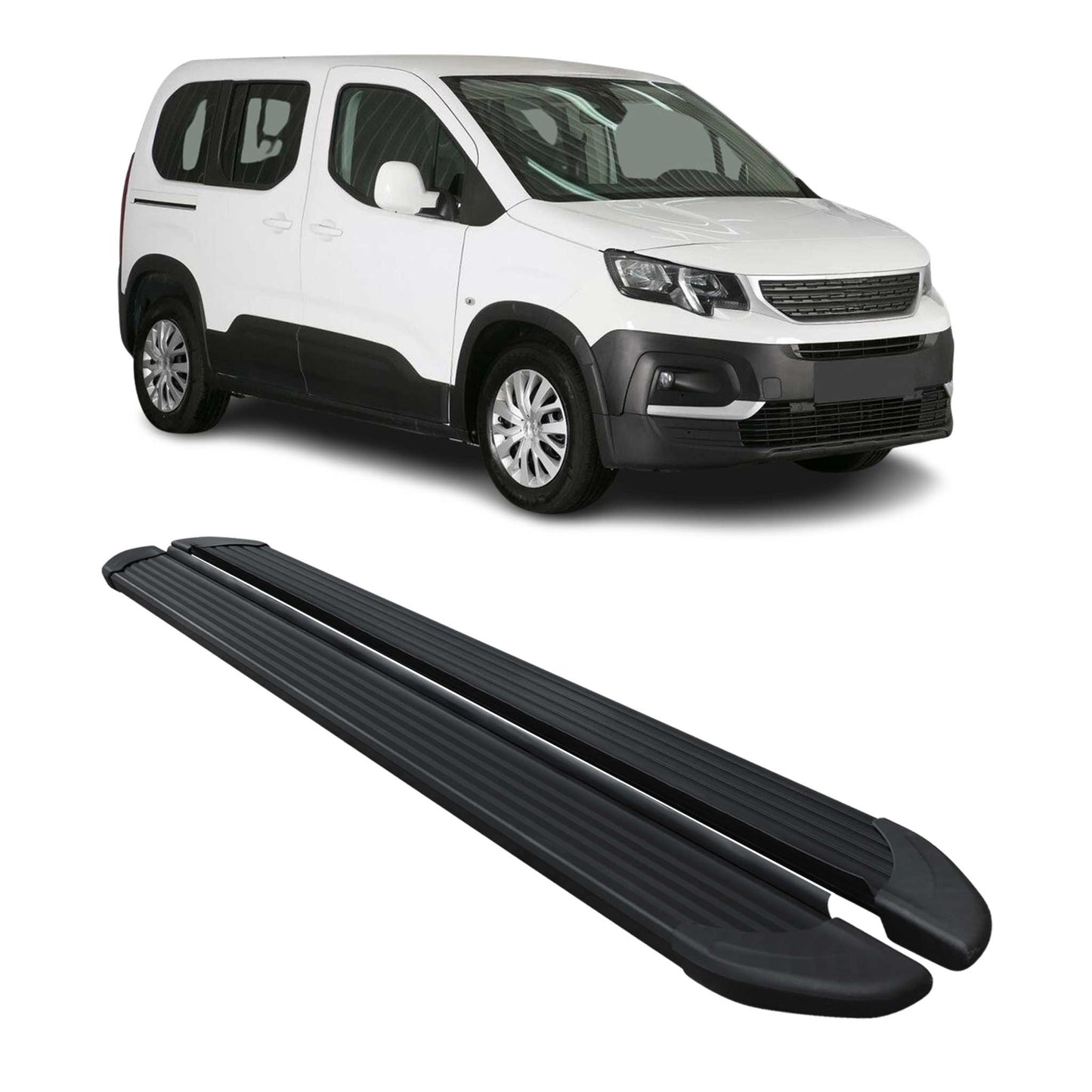 Trittbretter Seitenschweller für Peugeot Rifter 2019-2025 Kombi L1 Schwarz 2tlg