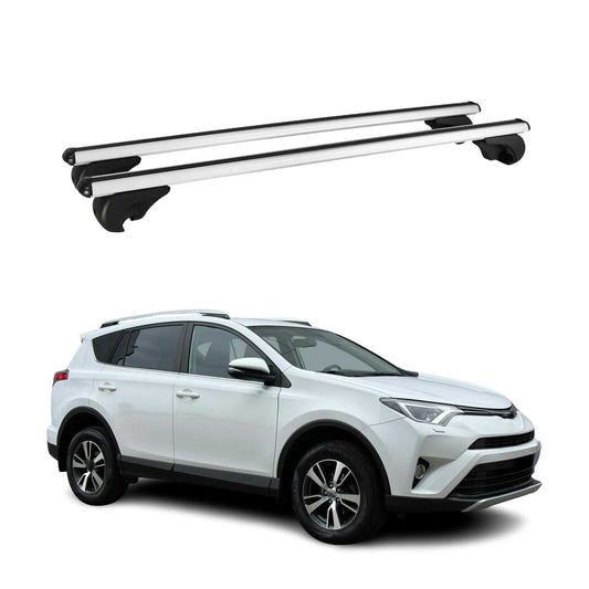 Portbagaj de plafon pentru Toyota RAV4 XA40 2012-2015 75kg aluminiu argintiu 2 buc
