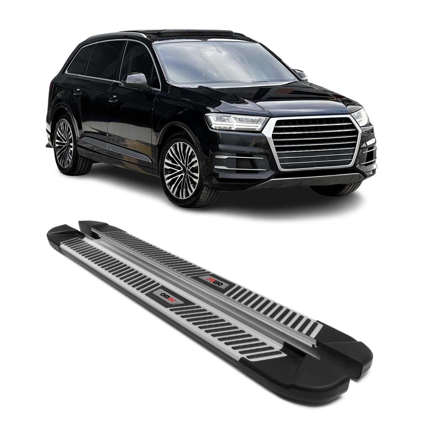 Listwy progowe, listwy boczne, listwy progowe do Audi Q7 2015-2025, aluminiowe, czarne