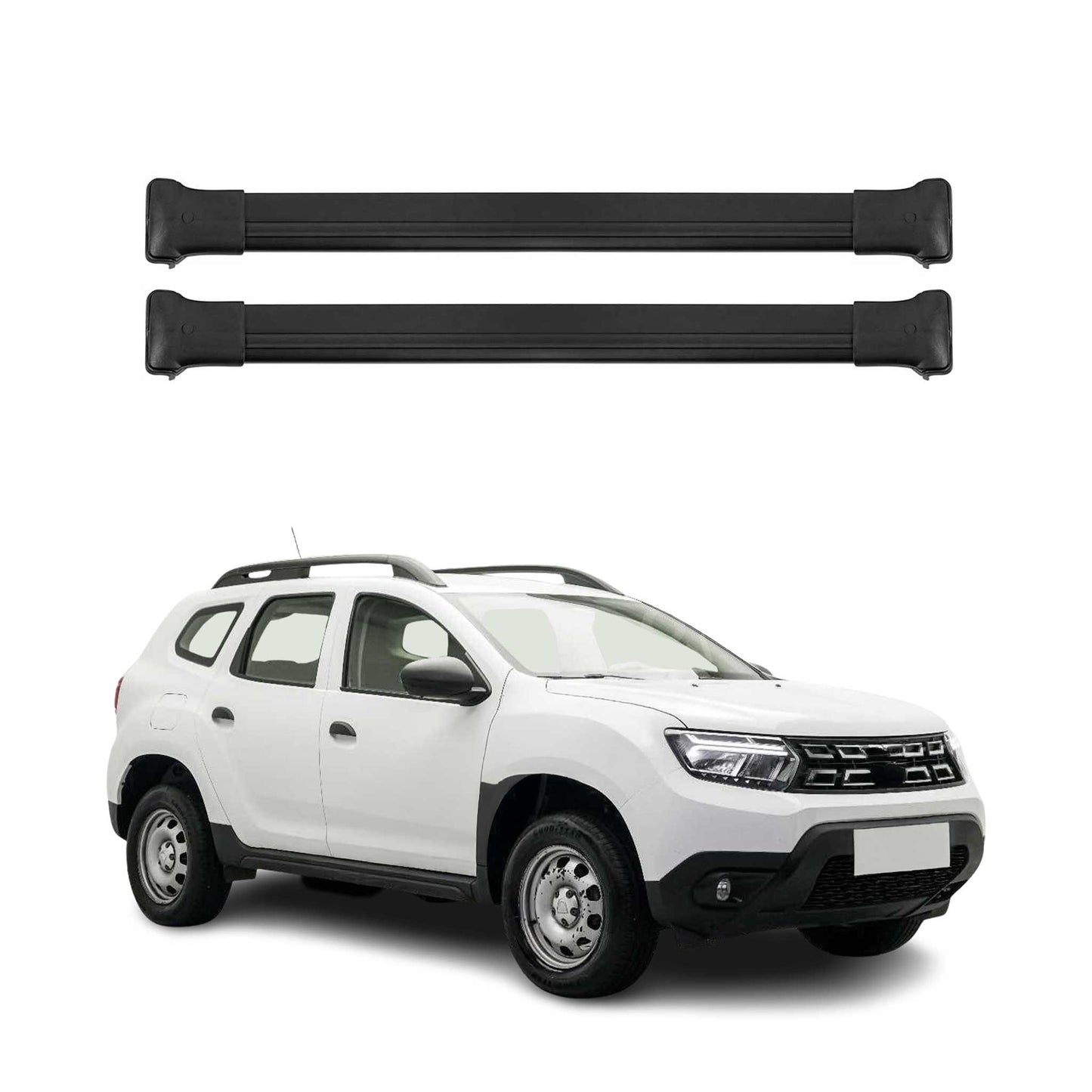 Portbagaj de plafon Dacia Duster mk2 2018-2021 Pre-FL 75kg aluminiu negru 2x