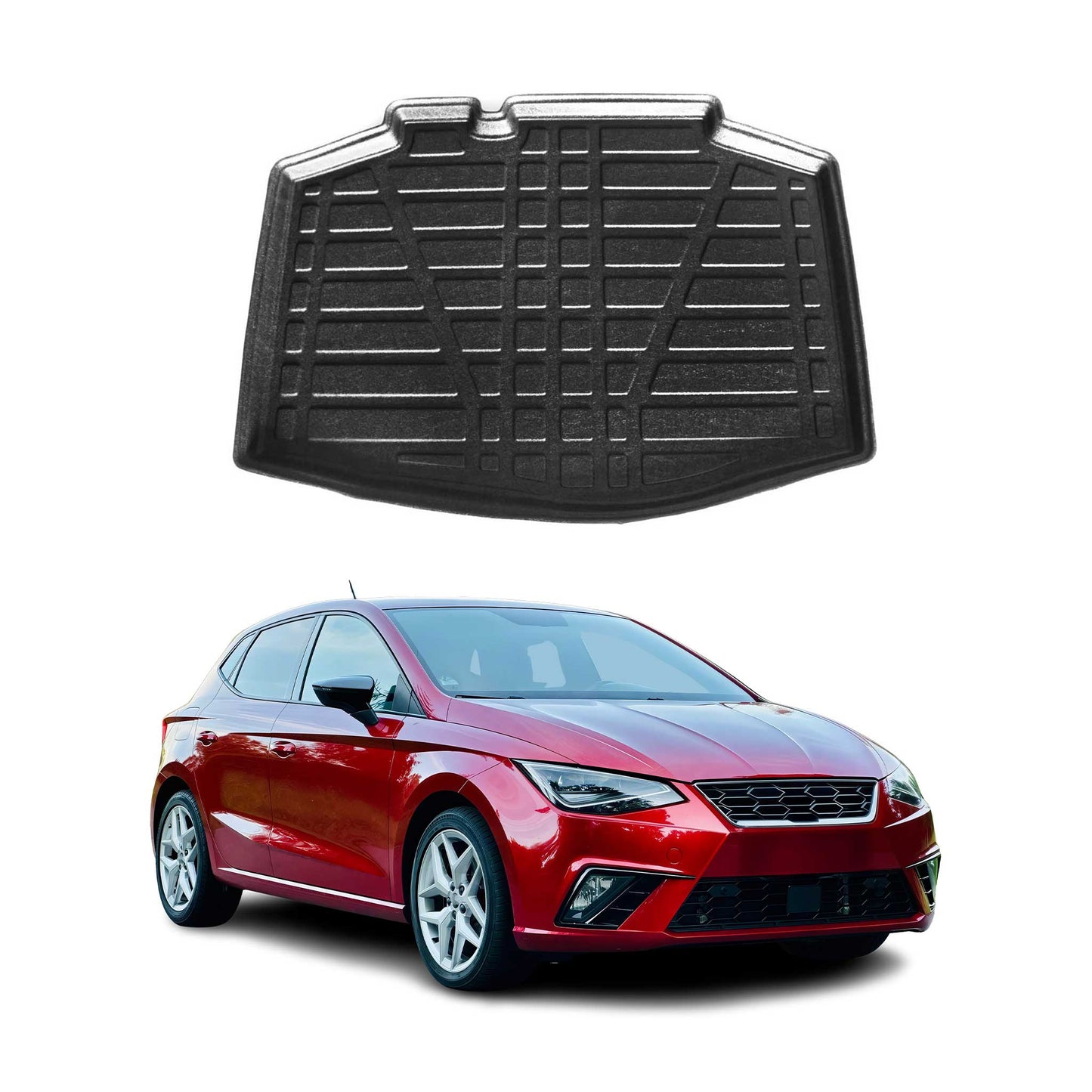 Protecție portbagaj/cargo pentru Seat Ibiza 2017-2021 cu 5 uși, cauciuc TPE, negru