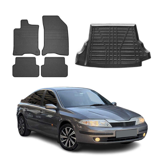 Set covorașe și portbagaj pentru Renault Laguna 2 Sedan 2001-2007, cauciuc, 5 buc.