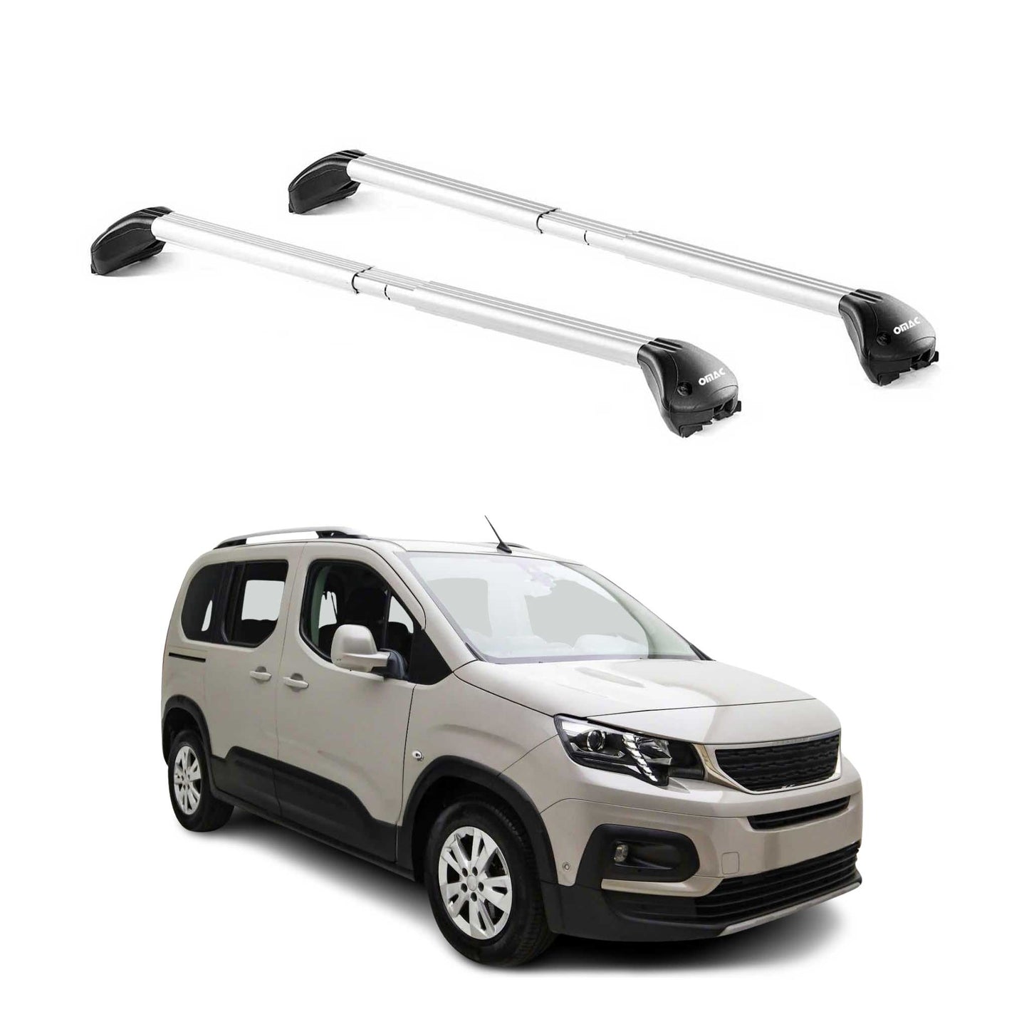 Dachträger für Peugeot Partner / Rifter 2008-2025 3-5 tür 100kg Alu ABE Silber