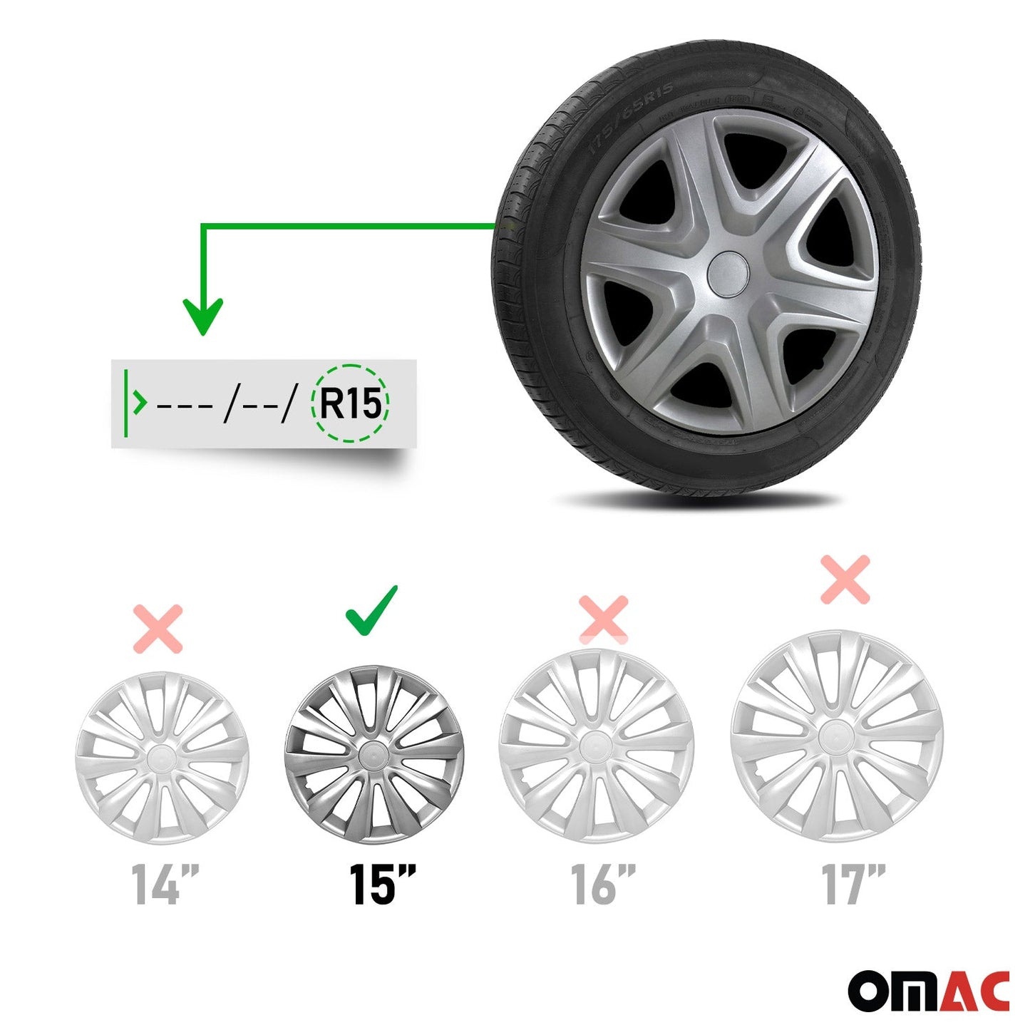 4x Capace/Capace pentru jante auto 15 inch argintii