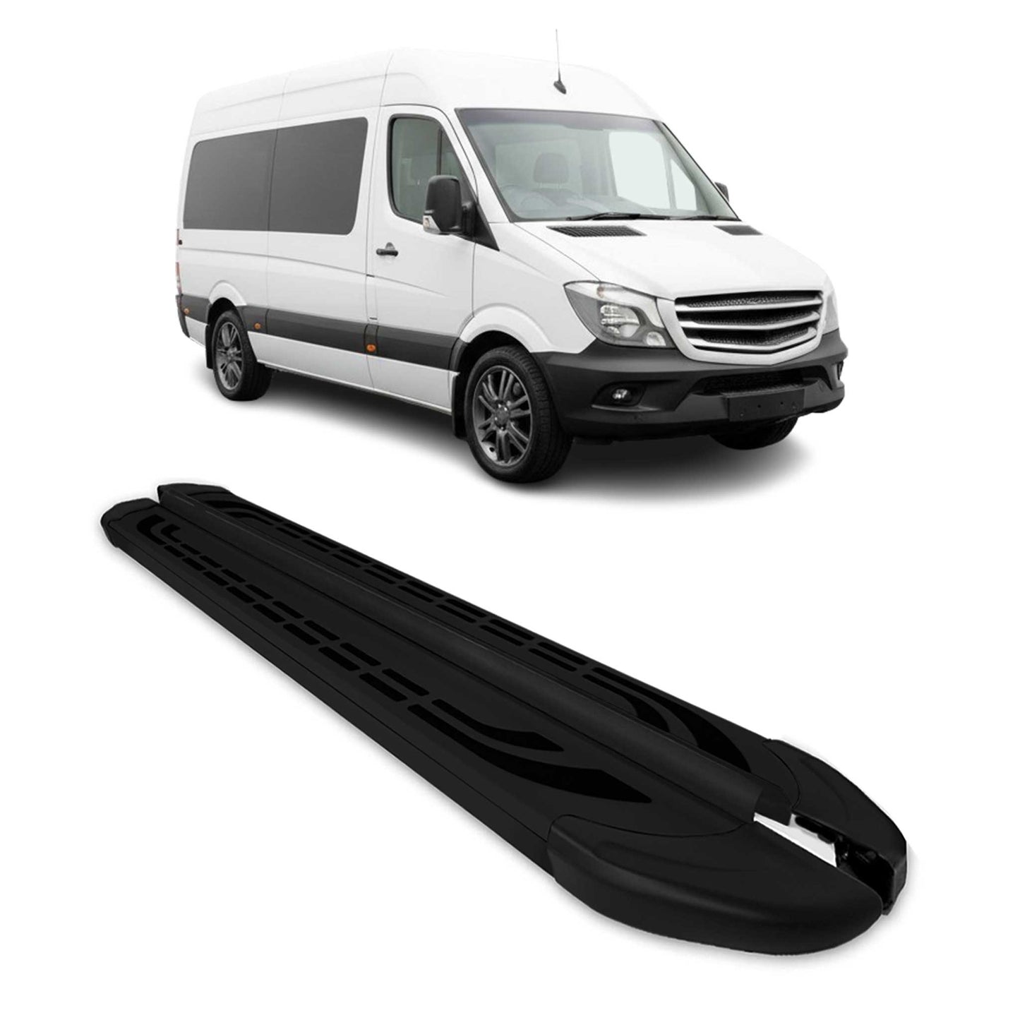 Trittbretter Seitenschweller für Mercedes Sprinter 2006-2018 L2 Alu Schwarz