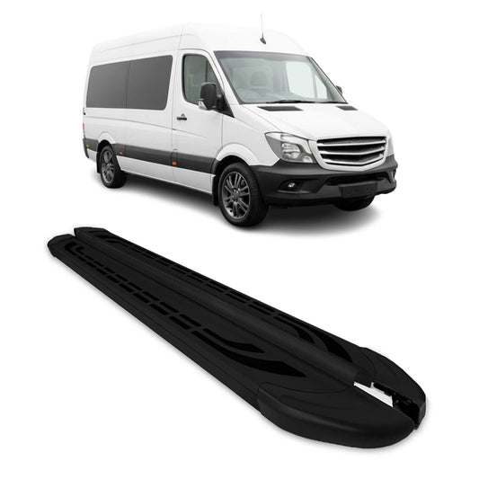 Trittbretter Seitenschweller für Mercedes Sprinter 2006-2018 L2 Alu Schwarz