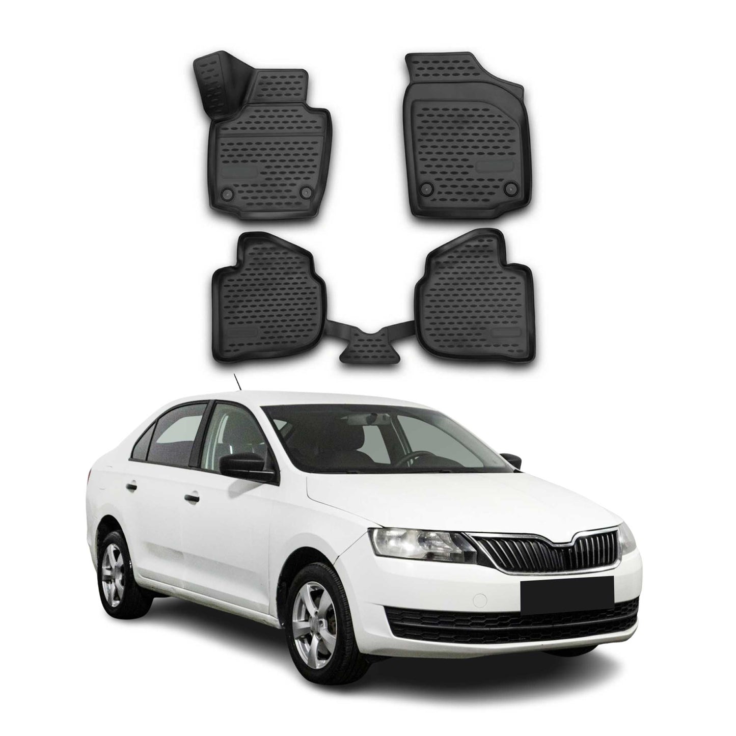 2013-2019 Skoda Rapid Spaceback Fußmatten TPE Schwarz 4 tlg