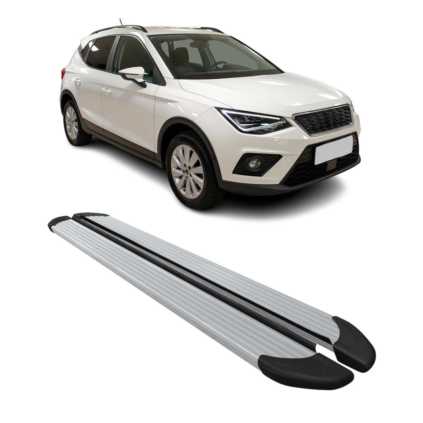 Trittbretter Seitenschweller für Seat Arona 2017-2025 Aluminium Silber 2 tlg