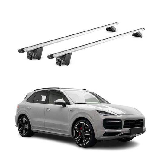 Portbagaj de plafon pentru Porsche Cayenne 2018-2025 100kg aluminiu argintiu 2 piese ABE