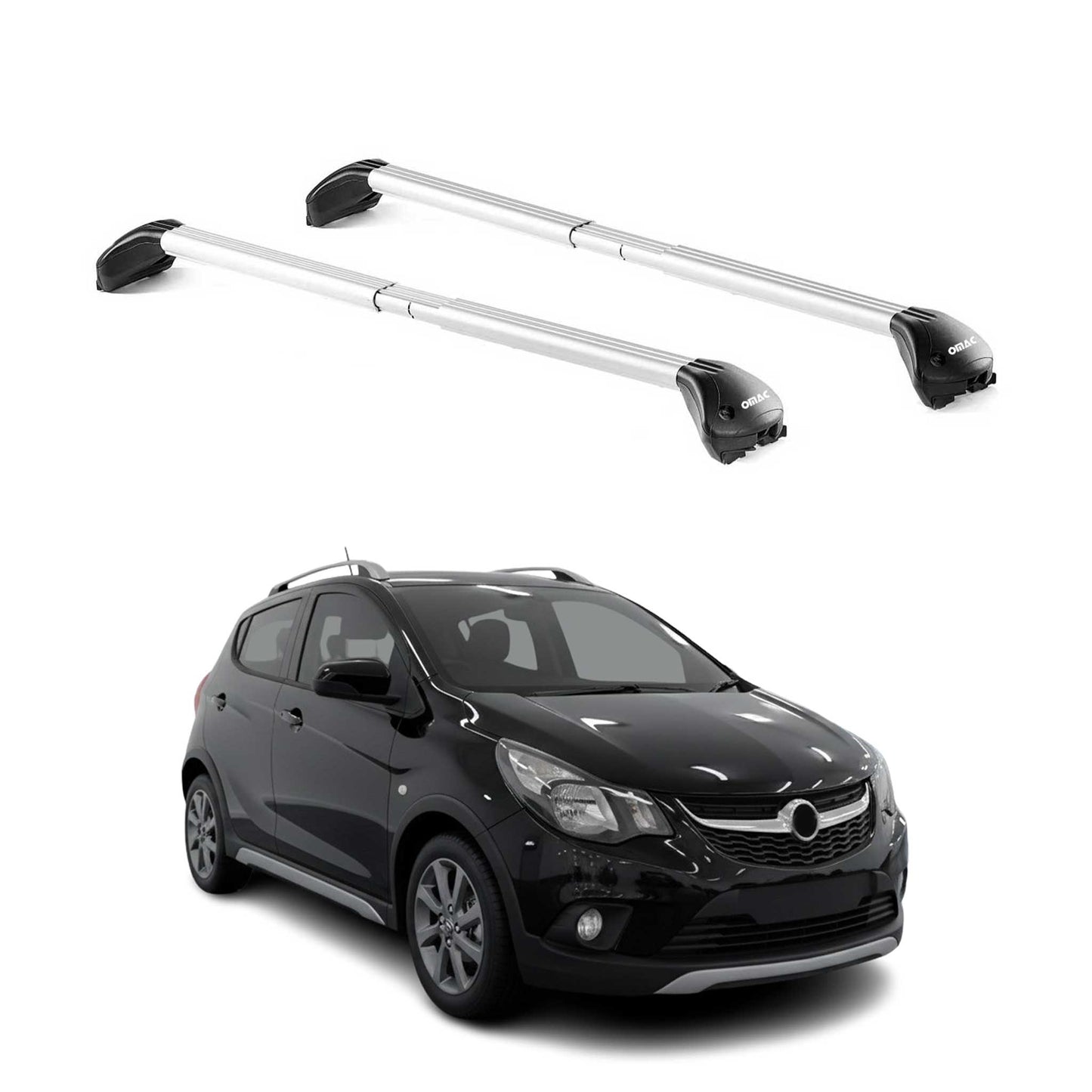 Portbagaj de plafon pentru Opel Karl Rocks 2016-2019 5 uși 100 kg gri aluminiu 2x ABE