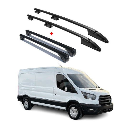 Dachträger + Dachreling für Ford Transit 2014-2025 L3 Langer Aluminium Schwarz