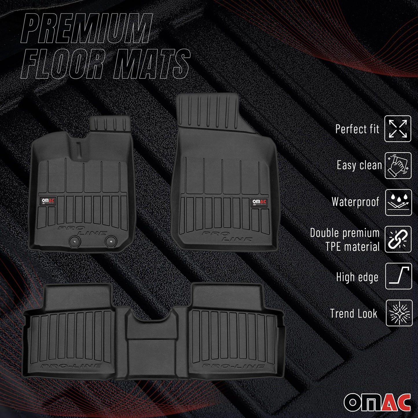 OMAC Gummi Fußmatten für Dacia Spring 2021-2025 Premium TPE Automatten 4tlg