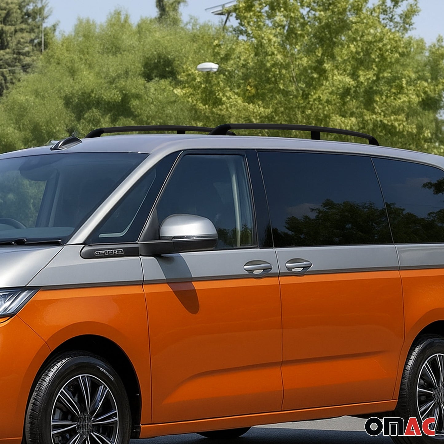 2022-2025 VW Multivan T7 Dachreling Dachträger Langer L2 Alu Schwarz 2 tlg