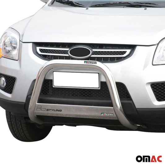 Bară de protecție/buton față pentru Kia Sportage 2008-2010, ø63mm, oțel, argintiu, protecție
