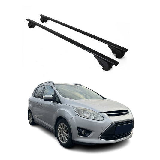 Dachträger Grundtäger für Ford Grand C-Max 2010-2019 75kg Metall Schwarz 2 tlg