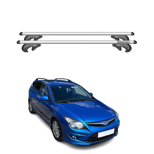 Menabo Dachträger Grundtäger für Hyundai i30 FD Wagon 2007-2010 90kg Alu Grau 2x