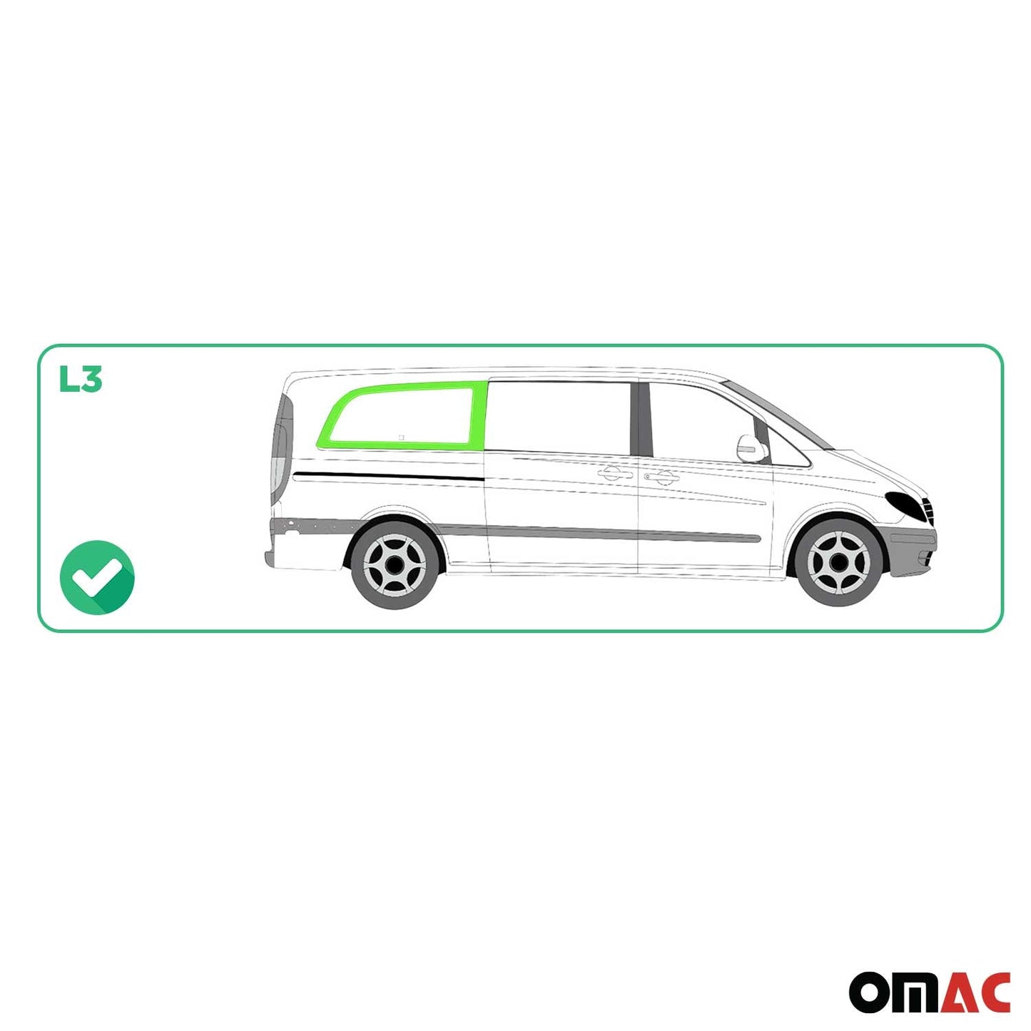 Seitenfenster Sicherheitsglas für Mercedes Vito W639 2003-2014 Vorne Rechts L3