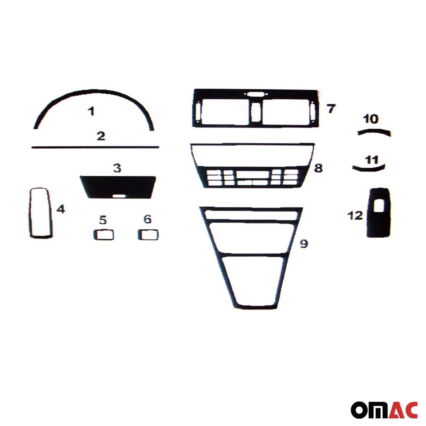 Innenraum Dekor Cockpit für BMW X3 E83 2003-2010 Carbon Optik 12tlg