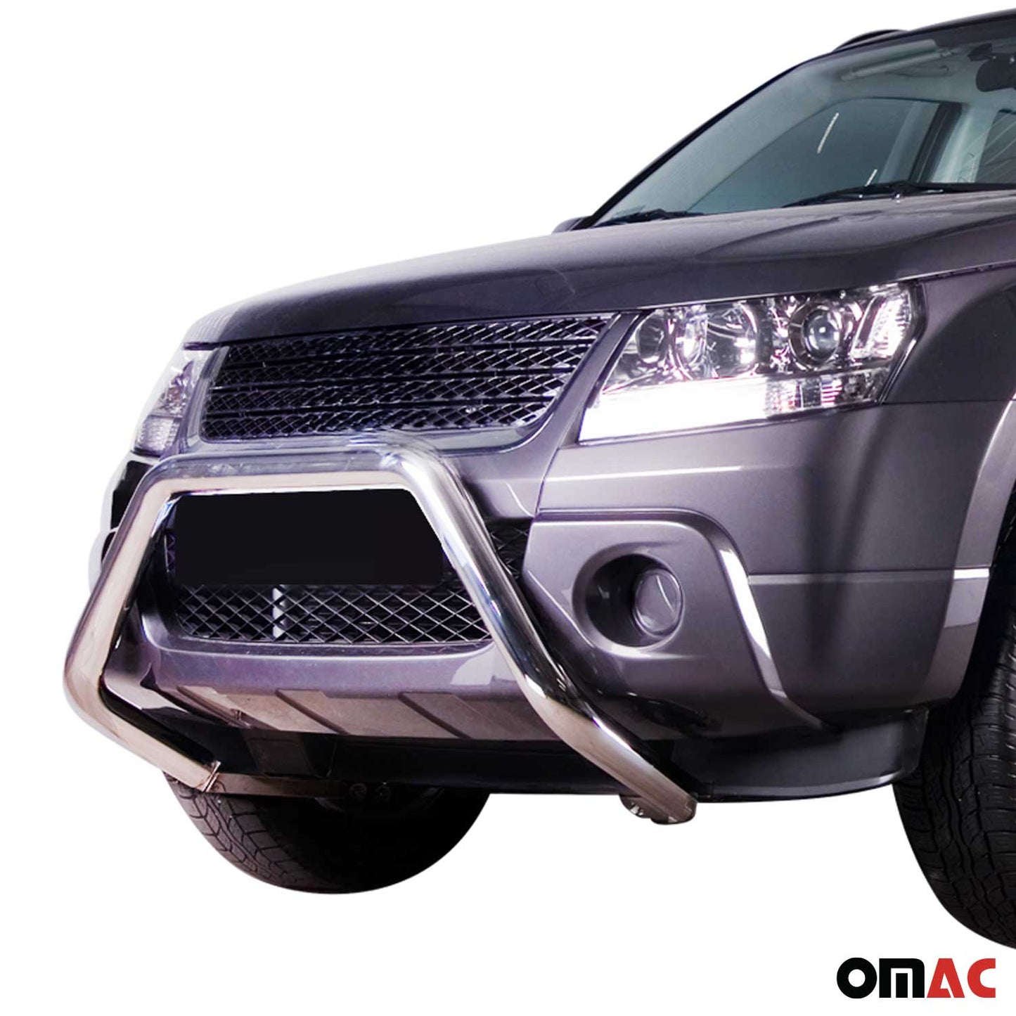 Przedni zderzak, przedni orurowanie ochronne do Suzuki Grand Vitara 2006-2015, stal, srebrny