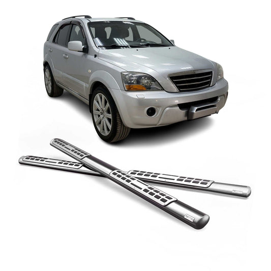 Edelstahl Seitenschweller Schwellerrohre für Kia Sorento 2002-2006 Silber