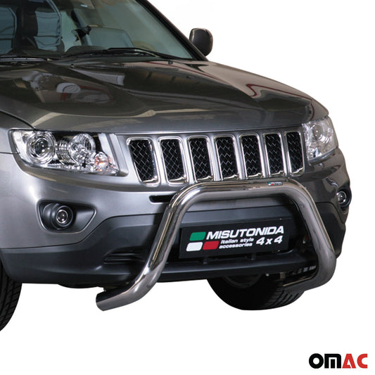 Bară de protecție/buton față pentru Jeep Compass 2011-2016, ø76mm, oțel, argintiu.