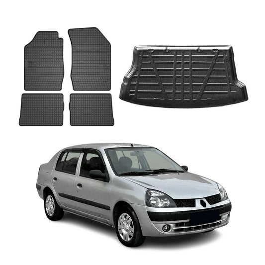 Set covorașe și portbagaj pentru Renault Clio hatchback 1999-2006, cauciuc, 5x