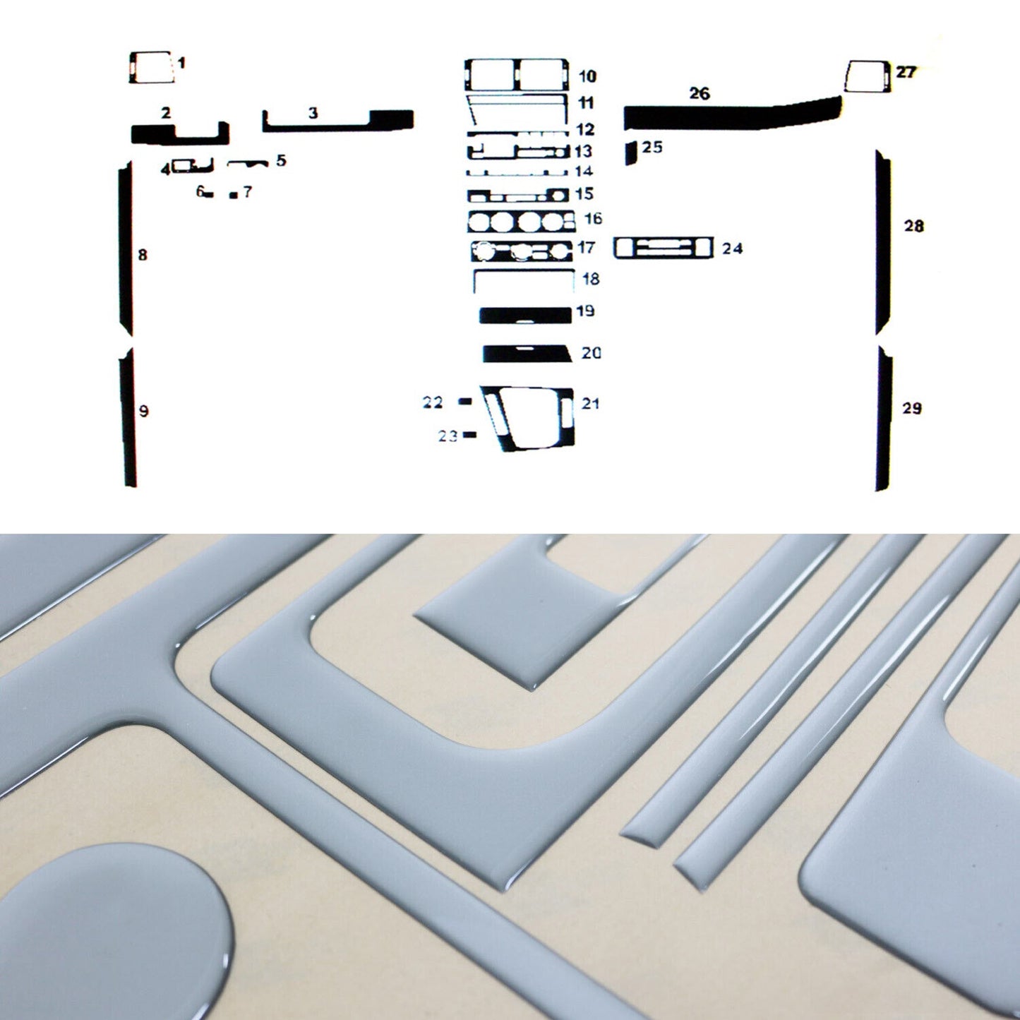 Innenraum Dekor Cockpit für BMW 3er E46 1998-2007 Aluminium Optik 29tlg