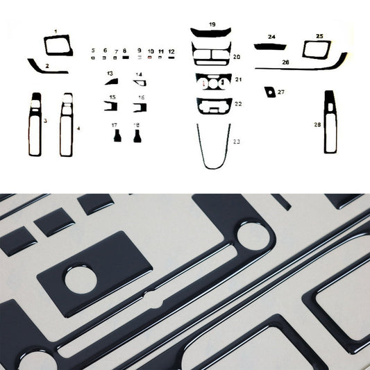Ornamente interioare cockpit pentru Fiat Doblo 2010-2014, aspect negru piano, 28 piese